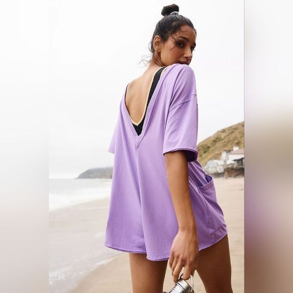 NWOT FREE PEOPLE Hot Shot Tee Romper - Electric Sunset - Picture 8 of 11